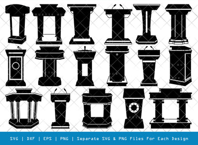 Podium Stand SVG, Podium Silhouette, Speaker Podium Svg, Lecture Podium Svg, Wooden Podium Svg, Microphone With Podium Svg, Podium Bundle SVG ETC Craft 