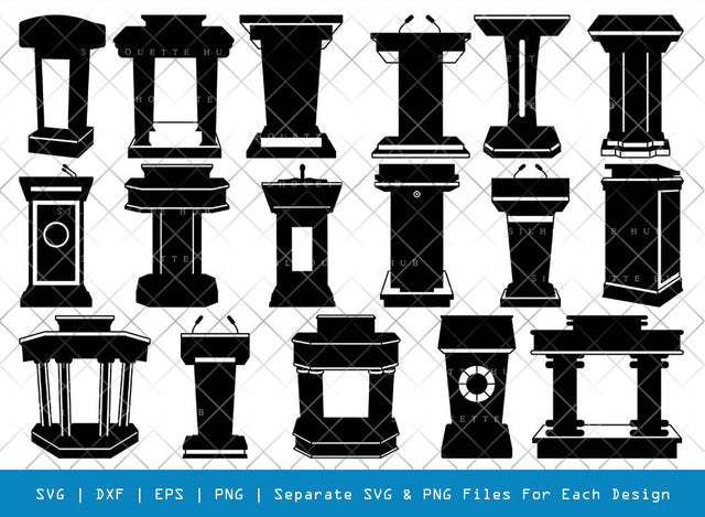 Podium Stand SVG, Podium Silhouette, Speaker Podium Svg, Lecture Podium Svg, Wooden Podium Svg, Microphone With Podium Svg, Podium Bundle SVG ETC Craft 