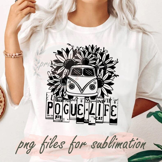 Pogue Life Design Png, Retro Bus Sublimation Png, Summer Vacation Png, Retro Sublimations Design, Sunflower Png, Digital Download Sublimation PrintingLife 