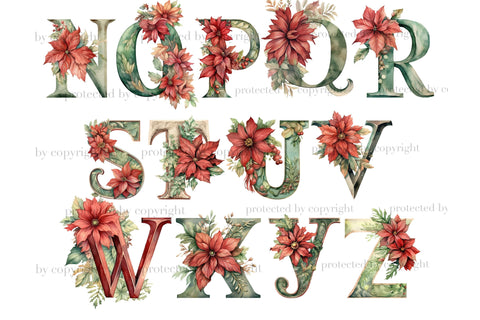 Poinsettia Alphabet | Christmas Invitation Bundle SVG GlamArtZhanna 