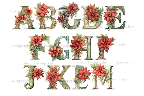 Poinsettia Alphabet | Christmas Invitation Bundle SVG GlamArtZhanna 