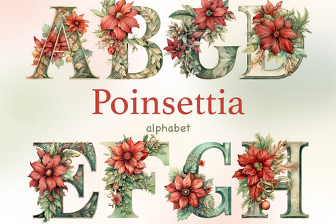 Poinsettia Alphabet | Christmas Invitation Bundle SVG GlamArtZhanna 