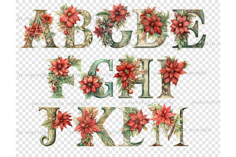 Poinsettia Alphabet | Christmas Invitation Bundle SVG GlamArtZhanna 