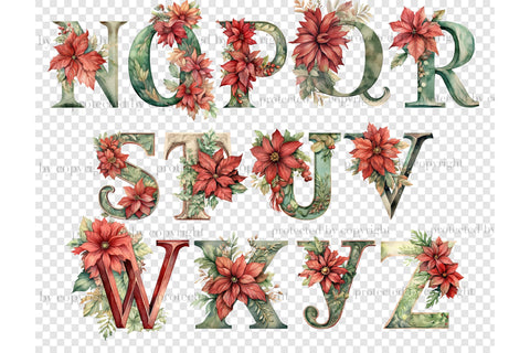 Poinsettia Alphabet | Christmas Invitation Bundle SVG GlamArtZhanna 