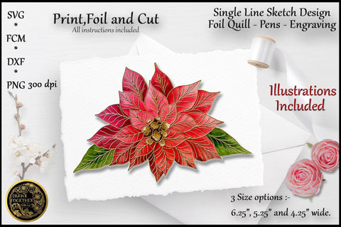 Poinsettia and Eucalyptus - Single line Design| Digi Stamp |Illustration | Bundle Sketch DESIGN DrawnTogether with love 