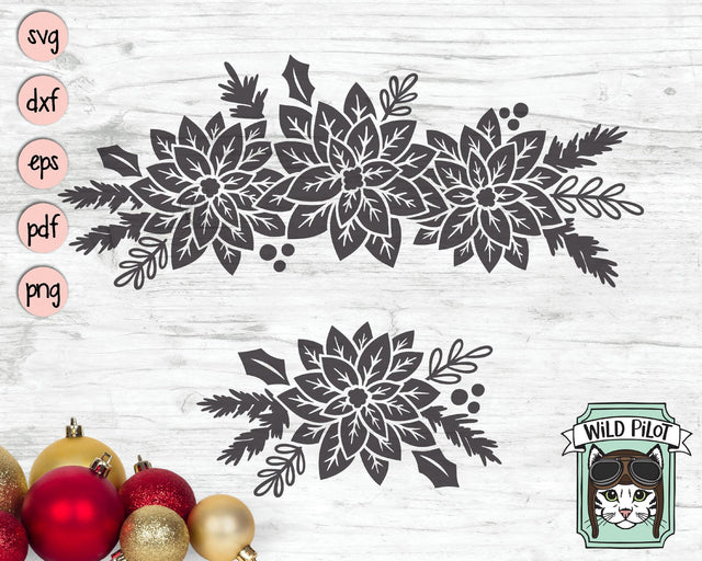 Poinsettia Borders SVG Cut File SVG Wild Pilot 