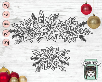 Poinsettia Borders SVG Cut File SVG Wild Pilot 