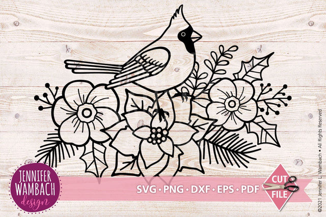 Poinsettia Cardinal SVG Jennifer Wambach Design 