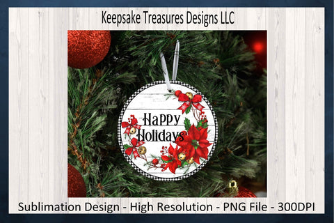 Poinsettia Christmas Ornaments PNG, Christmas Tree Decor, Old Fashioned Christmas Red Truck, Sublimation Design, Digital Download Sublimation Keepsake Treasures Designs LLC. 