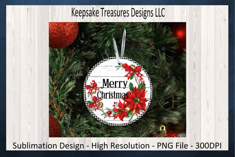 Poinsettia Christmas Ornaments PNG, Christmas Tree Decor, Old Fashioned Christmas Red Truck, Sublimation Design, Digital Download Sublimation Keepsake Treasures Designs LLC. 