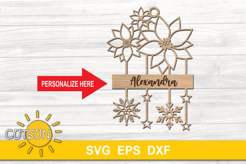 Poinsettia Christmas Ornaments SVG - set of 2 SVG CutsunSVG 