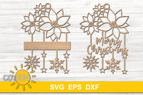 Poinsettia Christmas Ornaments SVG - set of 2 SVG CutsunSVG 