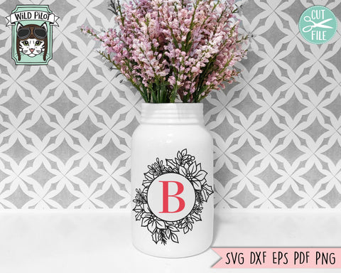 Poinsettia Frame svg file, Christmas svg, Christmas Wreath cut file, Christmas Monogram Frame svg, Poinsettia Wreath svg, Round Frame svg SVG Wild Pilot 