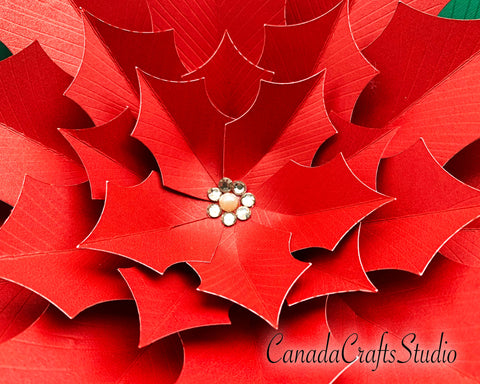 Poinsettia Giant Paper Flower 3 + leaf SVG CanadaCraftsStudio 