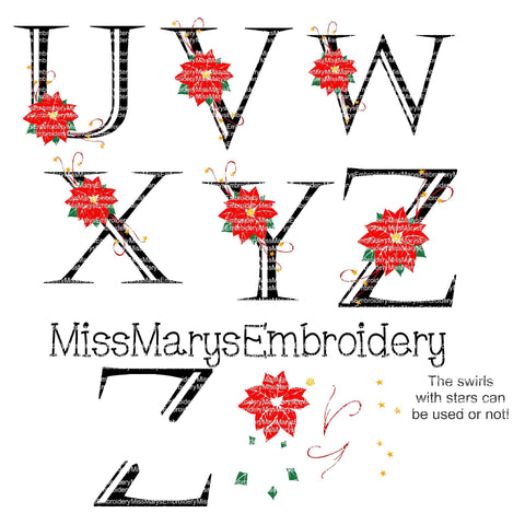 Poinsettia Letters SVG MissMarysEmbroidery 