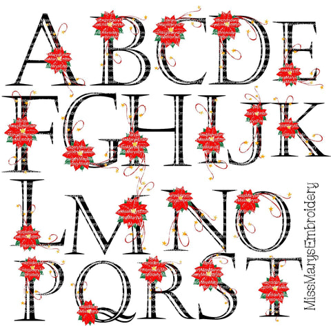 Poinsettia Letters SVG MissMarysEmbroidery 