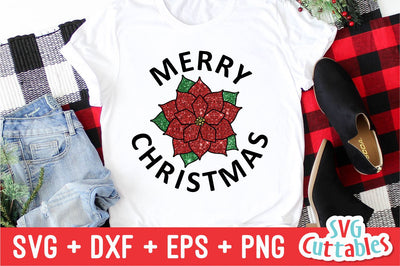 Poinsettia Merry Christmas Svg Cuttables 