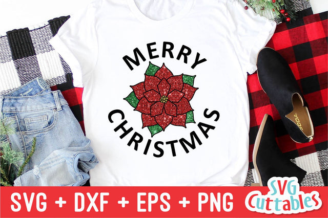 Poinsettia Merry Christmas Svg Cuttables 