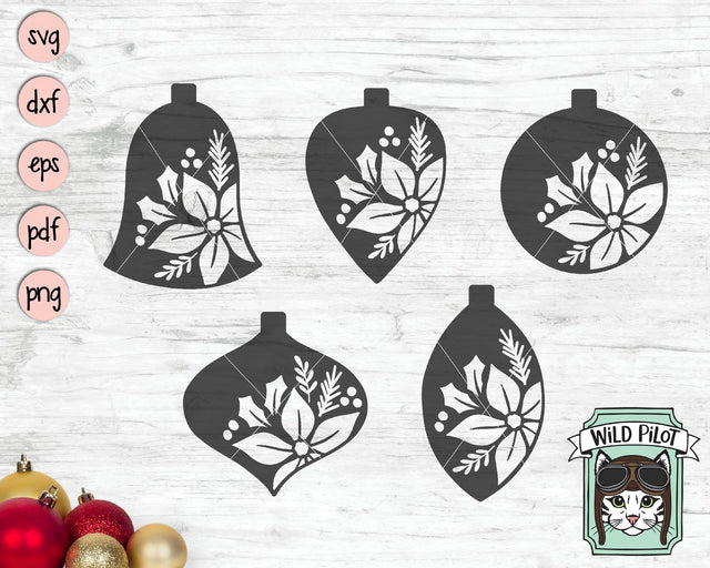 Poinsettia Ornaments SVG Cut File SVG Cut File SVG Wild Pilot 