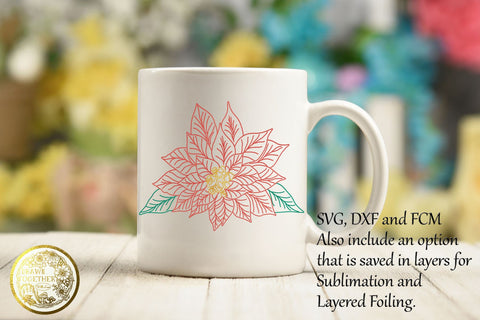 Poinsettia - Single line for Foil Quill | Digi Stamps | Duo set Sketch DESIGN DrawnTogether with love 