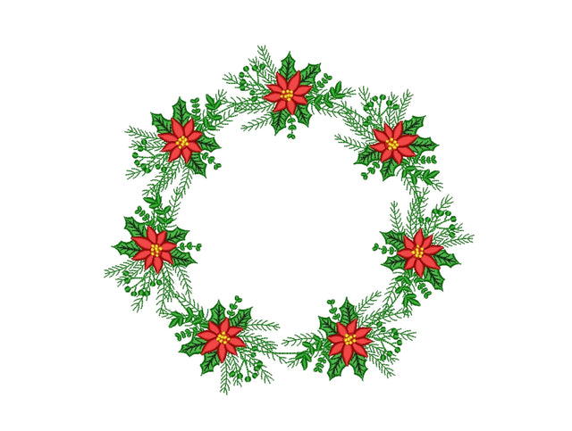 Poinsettia Wreath Machine Embroidery Design, Christmas Embroidery Design, 5 sizes, Instant Download Embroidery/Applique DESIGNS Nino Nadaraia 