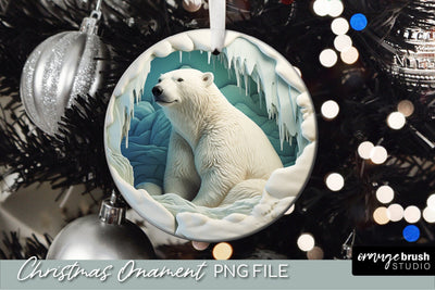 Polar Bear Christmas Ornament Design, 3D Sublimation Sublimation OrangeBrushStudio 