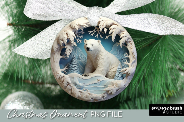Polar Bear Christmas Ornament Design, 3D Sublimation Sublimation OrangeBrushStudio 