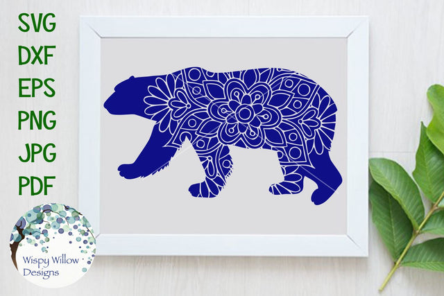Polar Bear Floral Mandala SVG Wispy Willow Designs 