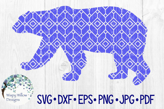 Polar Bear Geometric Pattern SVG Wispy Willow Designs 