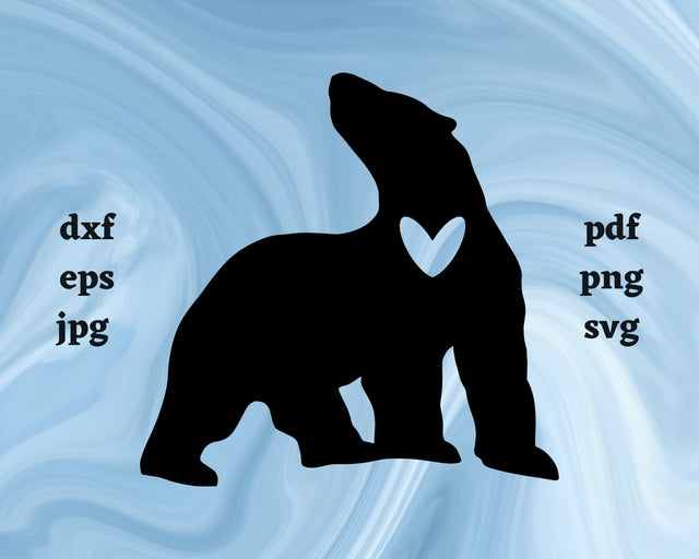 Polar Bear Heart SVG Cut File SVG Northern Light SVG 