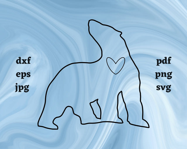 Polar Bear Heart SVG Cut File SVG Northern Light SVG 