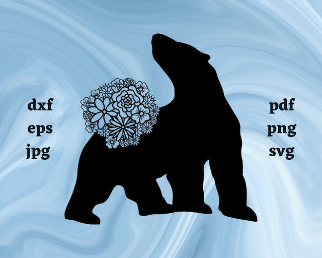 Polar Bear Mandala SVG Cut File SVG Northern Light SVG 