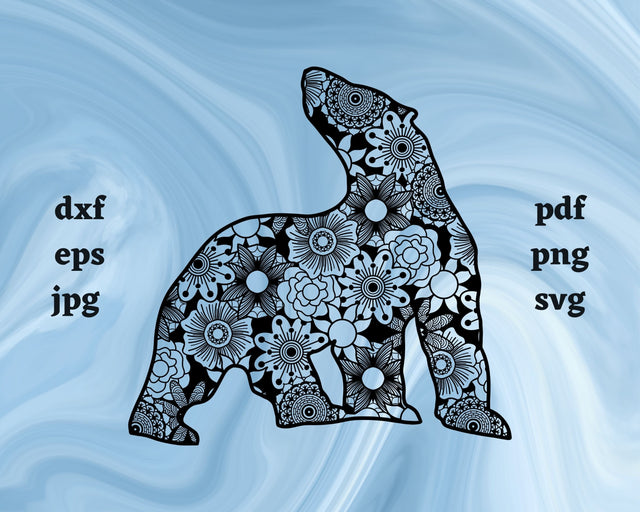 Polar Bear Mandala SVG Cut File SVG Northern Light SVG 