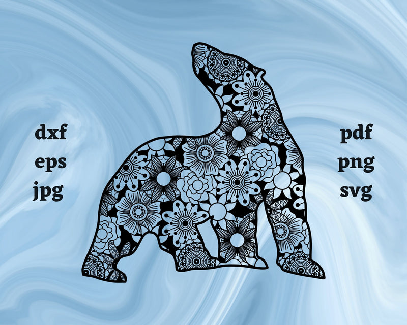 Polar Bear Mandala SVG Cut File SVG Northern Light SVG 