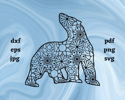 Polar Bear Mandala SVG Cut File SVG Northern Light SVG 