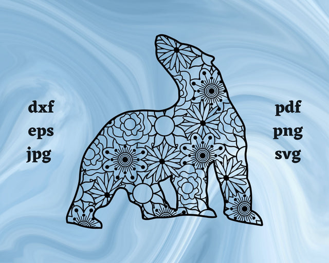 Polar Bear Mandala SVG Cut File SVG Northern Light SVG 