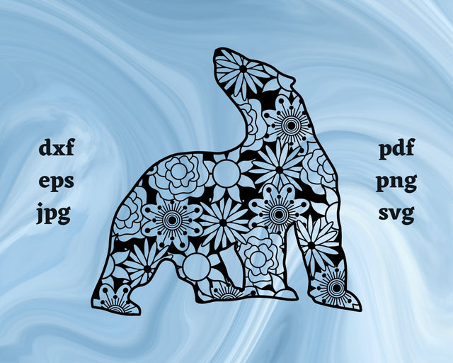 Polar Bear Mandala SVG Cut File SVG Northern Light SVG 