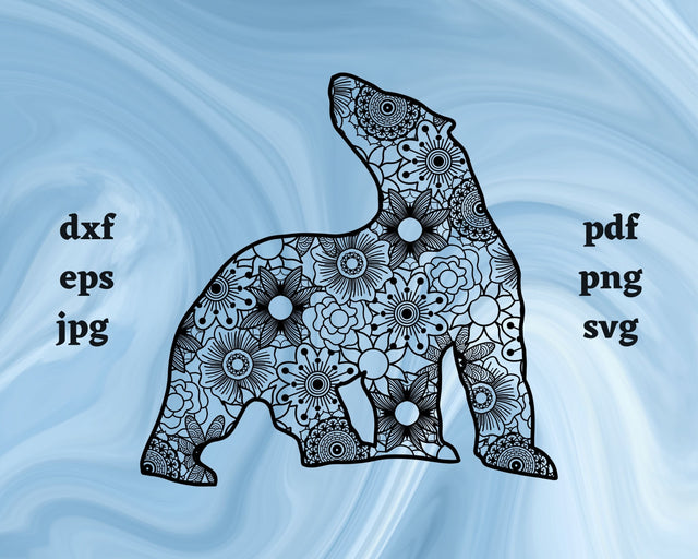 Polar Bear Mandala SVG Cut File SVG Northern Light SVG 