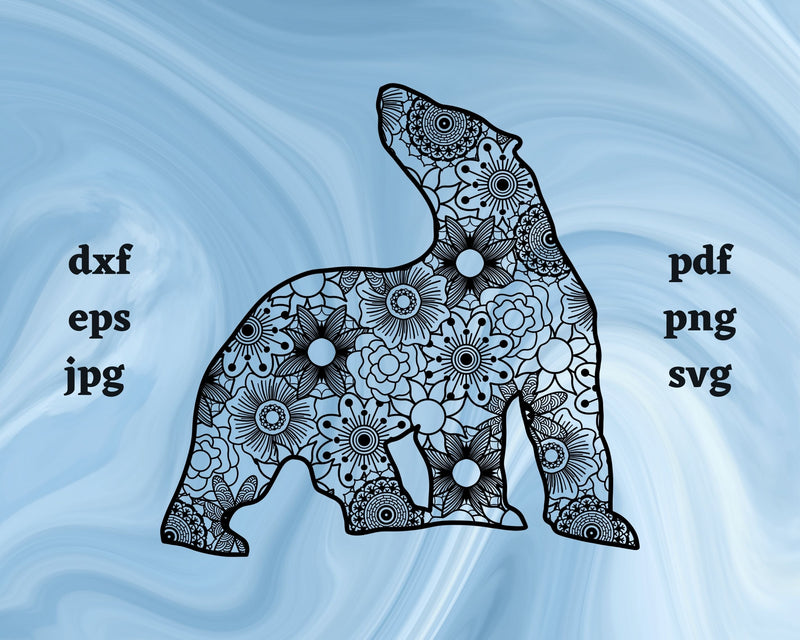 Polar Bear Mandala SVG Cut File SVG Northern Light SVG 