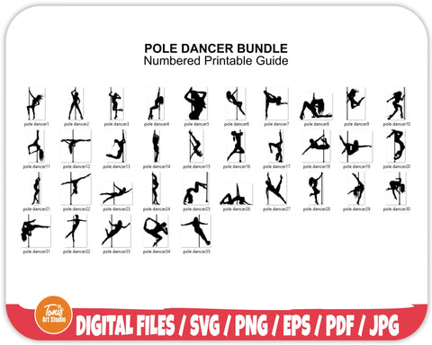 Pole Dancer SVG Bundle | Exotic Dancer Svg | Stripper Svg | Pole Dance Clipart | Dancer Silhouette SVG TonisArtStudio 