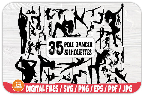 Pole Dancer SVG Bundle | Exotic Dancer Svg | Stripper Svg | Pole Dance Clipart | Dancer Silhouette SVG TonisArtStudio 