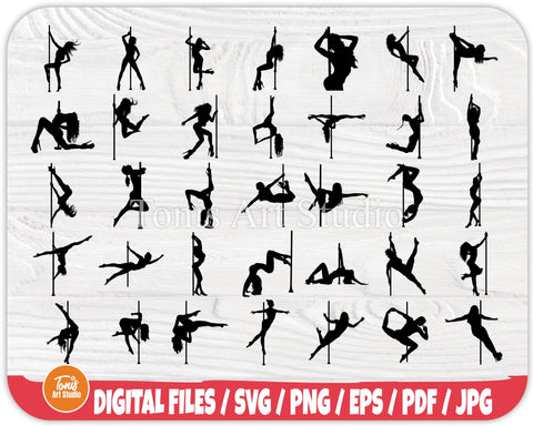 Pole Dancer SVG Bundle | Exotic Dancer Svg | Stripper Svg | Pole Dance Clipart | Dancer Silhouette SVG TonisArtStudio 