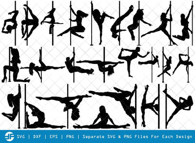 Pole Dancers SVG Cut Files | Sexy Woman Silhouette Bundle SVG ETC Craft 