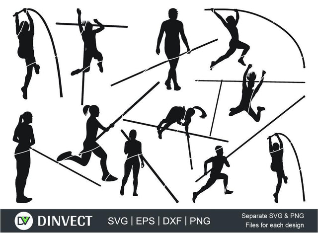 Pole vault Silhouette Digital Downloads!, Cut file, Silhouette Studio, Cutting Machine, Cameo, Vinyl Designs, Iron On Decals, Digital File, Instant Download SVG Dinvect 