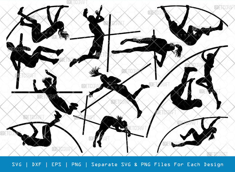 Pole Vault SVG, Pole Vault Silhouette, Sports Svg, Pole Vault Event Svg ...