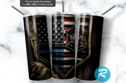 Police And Firefighter American 20 oz / 30 oz Tumbler PNG Sublimation Regulrcrative 