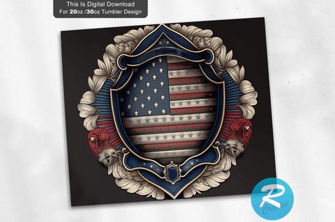 Police And Firefighter American Flag Badge 20 oz / 30 oz Tumbler PNG Sublimation Regulrcrative 