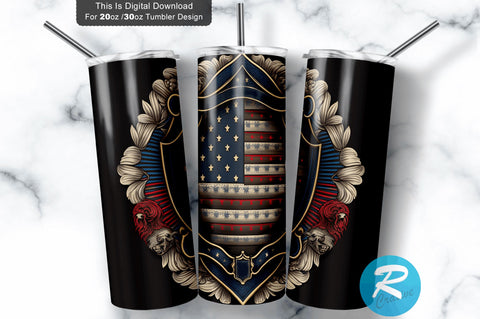 Police And Firefighter American Flag Badge 20 oz / 30 oz Tumbler PNG Sublimation Regulrcrative 