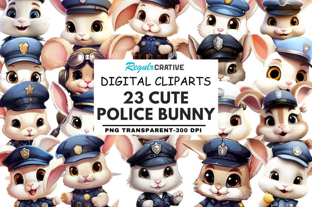 Police Bunny Cute Clipart Sublimation Regulrcrative 