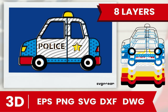 Police Car Layered Cut File SVG SvgOcean 